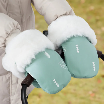 Stroller Gloves 1 Pair Winter Windproof Warm Cute Bear Brown Style Universal Prams Gloves Waterproof Baby Stroller Accessories