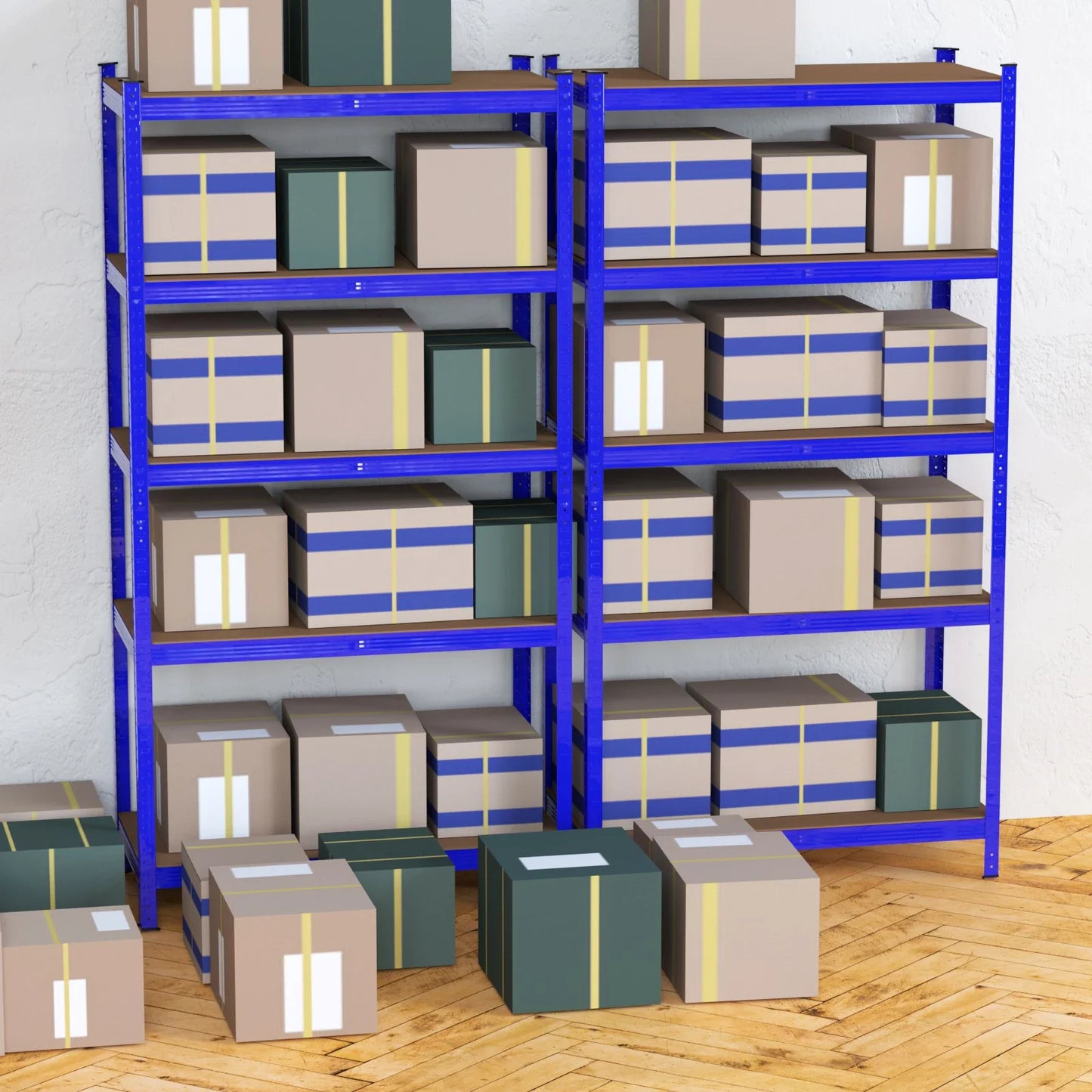 Adjustable Height Layout 5-Tier Heavy Duty Shelf 875kg Boltless Metal Rack Tool Free Assembly for Garage Warehouse Storage