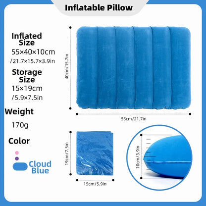 Triangular Travel Pillow Inflatable Office Neck Lumbar Support Pillow Thickened flocking Leg Rest Pillow for Air Travel