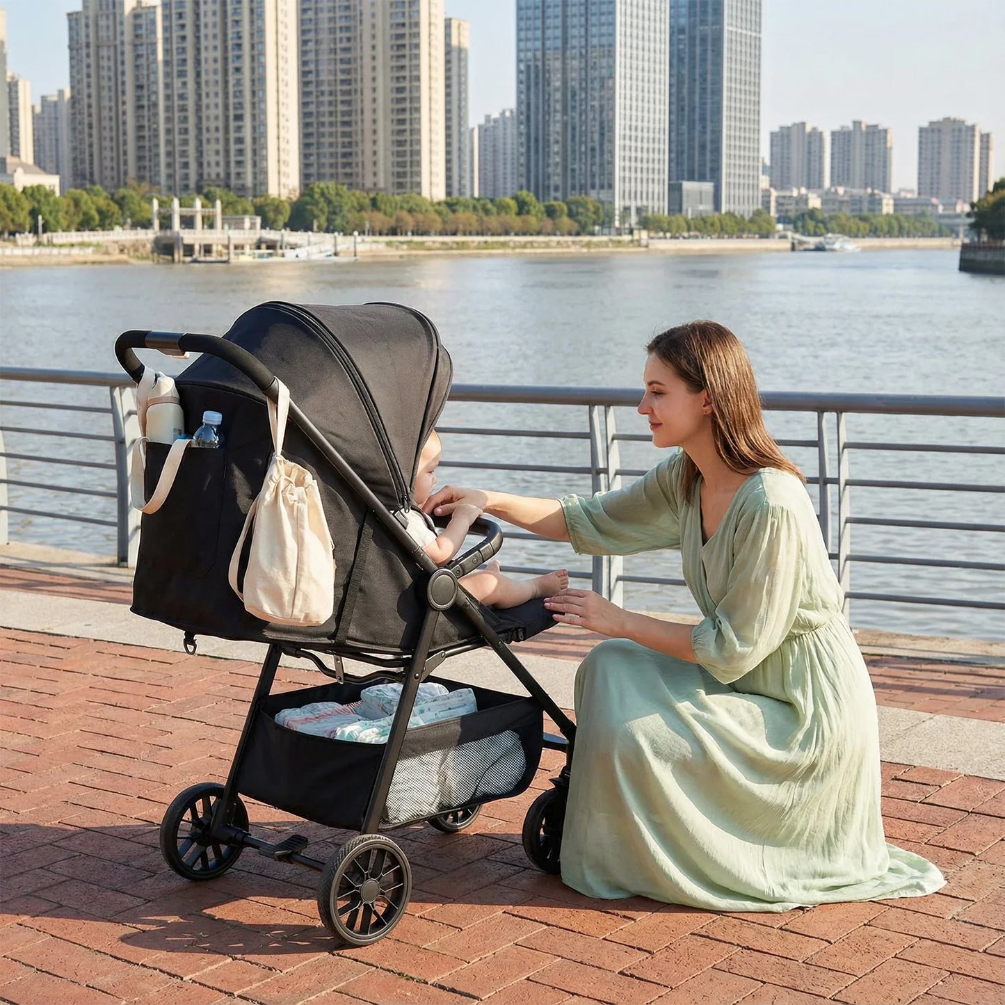 Baby Stroller for Toddlers With Reclining Seat,Ultra Compact Stroller With Large Storage Basket, Canopy, for Travel Buggy