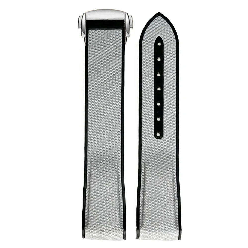 Curved End Strap 20mm for Omega X Swatch Joint MoonSwatch Sport Silicone Rubber Folding Buckle Watch Band for Seamaster 300