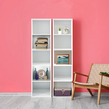 Cube Bookcase, 5 Tier Storage Cabinet, Wooden Display Shelf, Floor Standing Cabinet, Office, Living Room, Bedroom Furniture