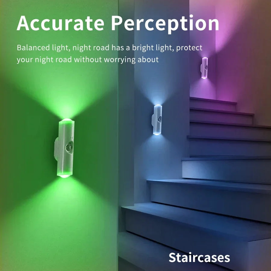 LED Night Light with Motion Sensor Wall Lamp Rechargeable RGB Gradient Ambient Night Lights Magnetic Sunset Lamp Room Decoration