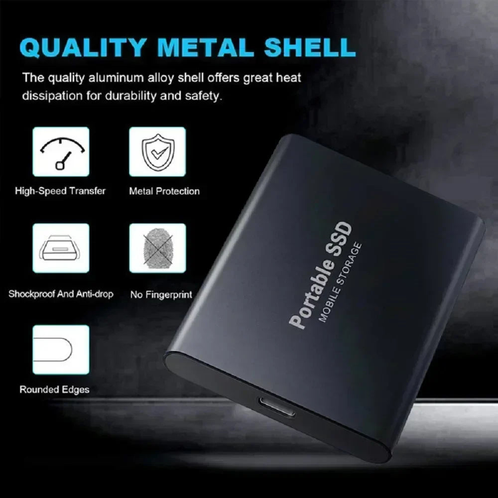 New External Hard Drive 2TB Portable SSD 4TB High-Speed Hard Disk 128TB Mass Mobile Solid State Drive USB3.1 for Laptops/PC/MAC