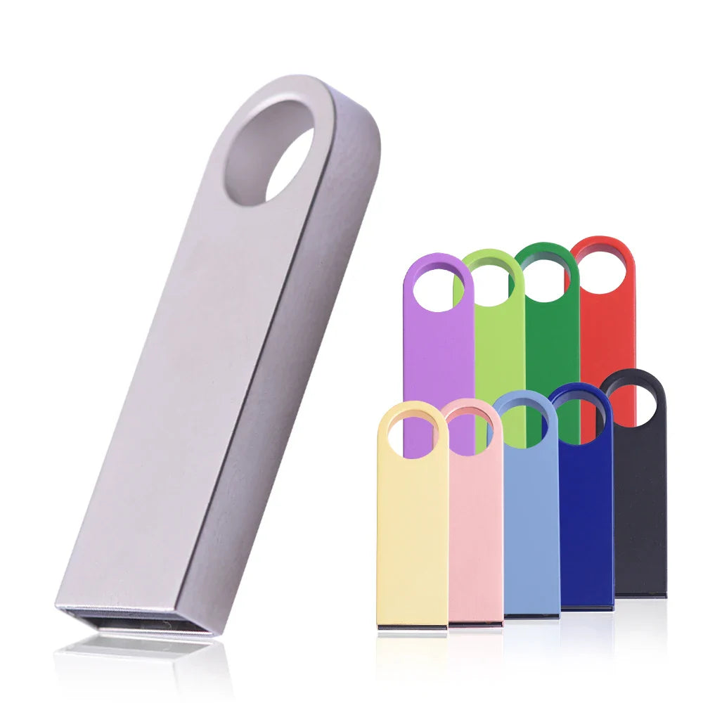USB Flash Drive Colorful Metal 128GB 64GB 32GB Pen Drive 16GB 8G 4GB 128M Pendrive Free Key Chain Memory Stick Creative Business