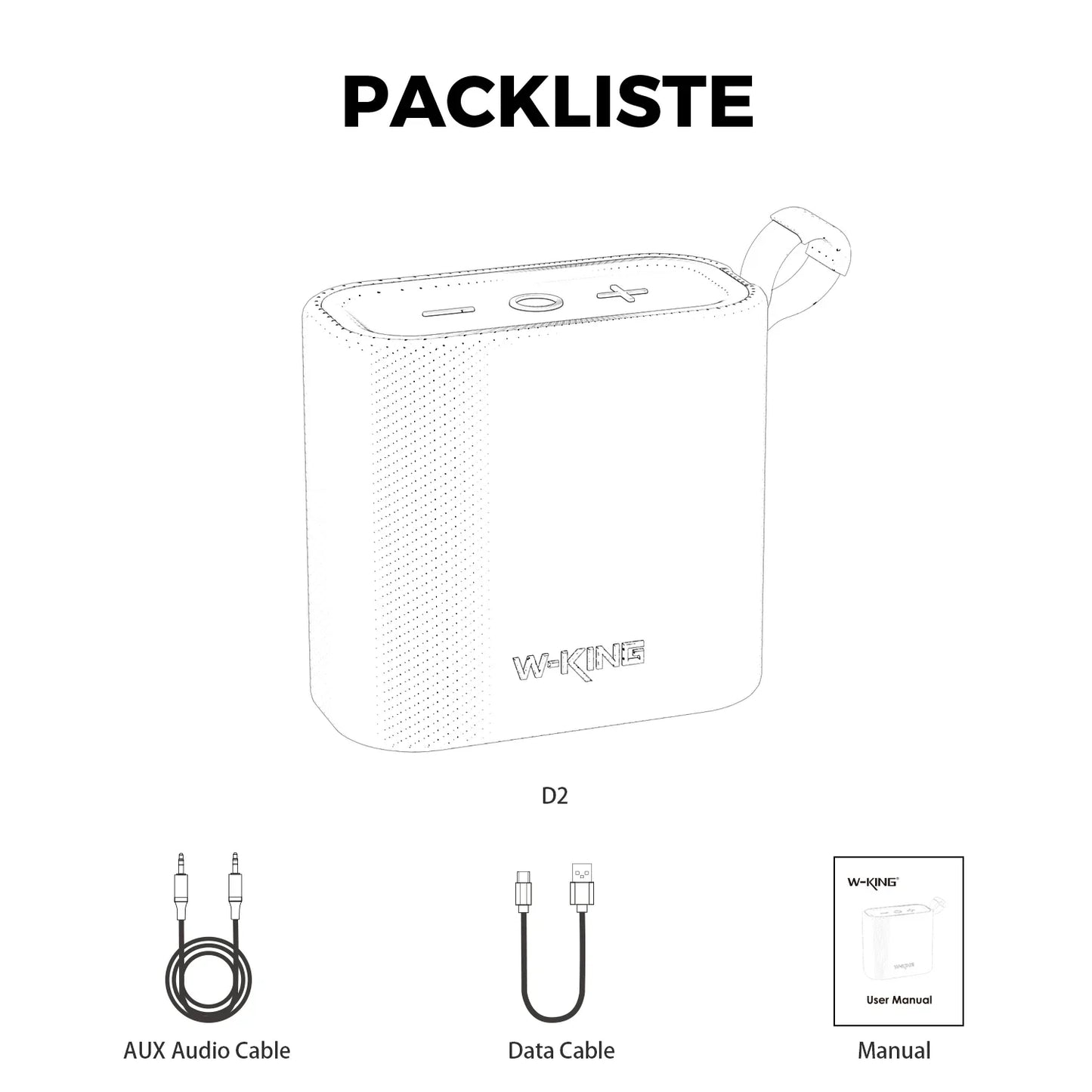 W-KING Blue Mini Bluetooth Speaker, 6W Bass, IPX7 Waterproof, 10H Playtime, TWS, FM, TF/AUX, Shower & Bike Use BT5.3 Speaker