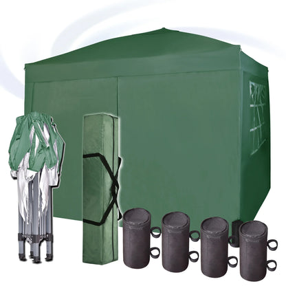 mcc direct Pop-up Gazebo 3m x 3m with Sides & 4 Weight Bags & Silver Protective Layer Waterproof Marquee Canopy WS