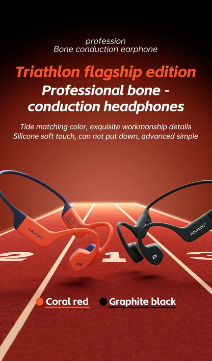 POLVCDG bone conduction swimming earphones IPX8 waterproof 32GB memory Bluetooth 5.4 silicone material 2025 new product x16