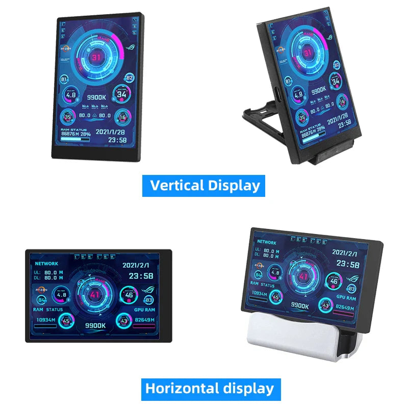 3.5 Inch Type-C Secondary Screen for Computer CPU RAM GPU HDD Monitor 320*480 IPS LCD ISB Display TURZX Software NO AIDA64