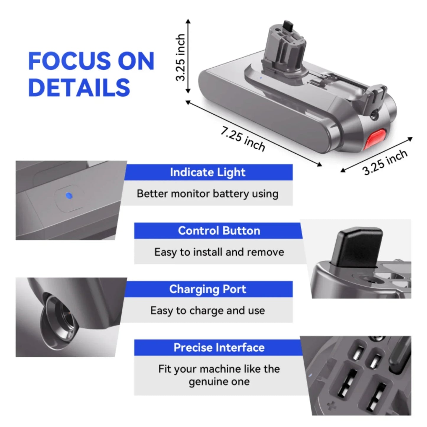 100%New Compatible with Dyson V10 V8  V11 V15 V7 Series SV07 SV09 SV10 DC62 Vacuum Cleaner rechargeable battery