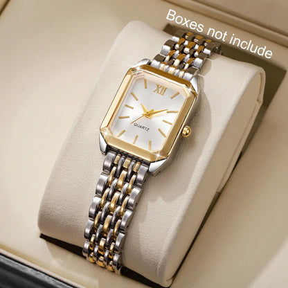 Fashion Mix Gold Women Quartz Watch Ladies Rectangle Roma Dial Wristwatch Reloj Mujer Girls Clock Gift (Without Box)