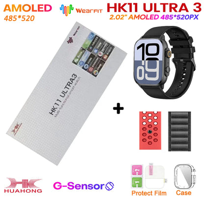 Upgrade Hk11 Ultra 3 Gen2 SmartWatch 4GB ROM AI ROBOT AMOLED Network 49mm G-Sensor ChatGPT NFC Compass GPS 3D Menu Music Watch