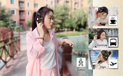 Best Colorful Earphones Wireless Bluetooth 5.3 Headsets Built-in Mp3 Player Foldable Sport Headphones Stereo Sound For Cellphone