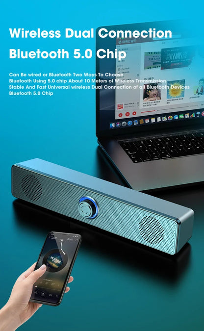 PC Soundbar Wired and  Bluetooth Speaker USB Powered Soundbar for TV Pc Laptop Gaming Home Theater Surround Audio System