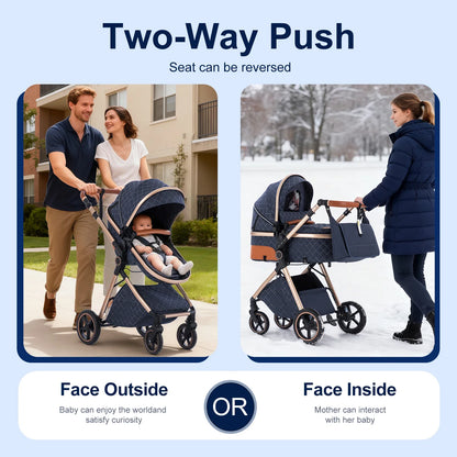 Luxury Baby Stroller 3 in1 Portable Baby Carriage Folding Prams High Landscape Car for Newborn Baby Adjustable Handle travel
