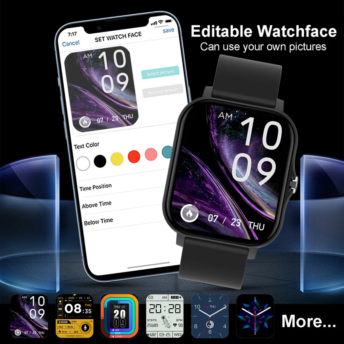 1.83'' Waterproof Smart Watch with Message Answer Call Sleep Monitoring Sports Pedometer Information Alerts For iPhone Android