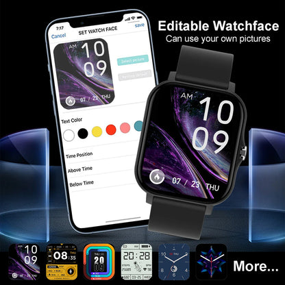 +3pc Square Smart Watch Women Men Smartwatch Touch Dial Calls Music Smartclock For Android IOS Fitness Tracker Sport Smart-watch