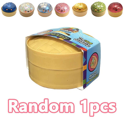 11 Styles Realistic Giant Dumpling Squeeze Toy With Bamboo Steamer Soft Dough Ball Decompression Fidget Toy Funny Creative Gift