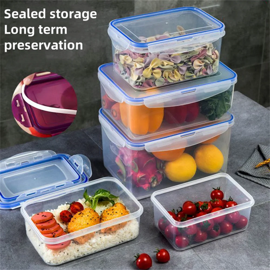1/4pack Food Storage Containers Transparent Kitchen Organization Boxes with Lids Stackable Fridge Pantry Storage Bins for Grains