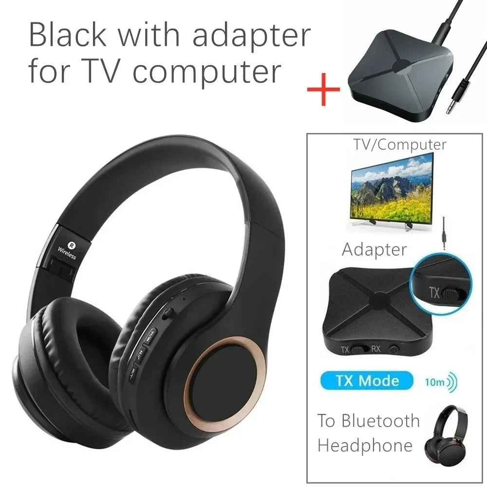 Shoumi 15 Hours Play Wireless Headset Bluetooth Television Headphone with Mic,Bluetooth Adapter Built-in Battery,for TV Computer