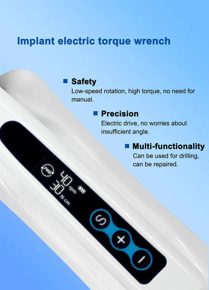 AZDENT Dental Implant Motor Electric Wireless Torque Driver Implant Torque Wrench with 16pcs Screwdrivers Contra Angle Motor