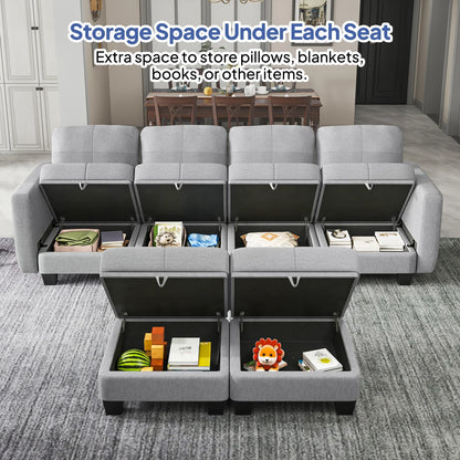 Fabric Modular Sofas with Upholstered Cushion and Removable Back Cushion Covers, Modern Sectional Sofa for Living Room