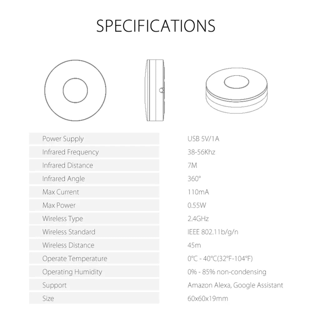 Tuya Smart Wifi RF IR Remote Control Smart Home for Air Conditioner ALL TV LG TV Support Alexa Google Home