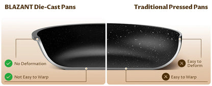 Induction Hob Pans Set 10pcs, Pots and Pans Set Non Stick, Kitchen Cookware Sets with Lids，Granite，PFAS-Free