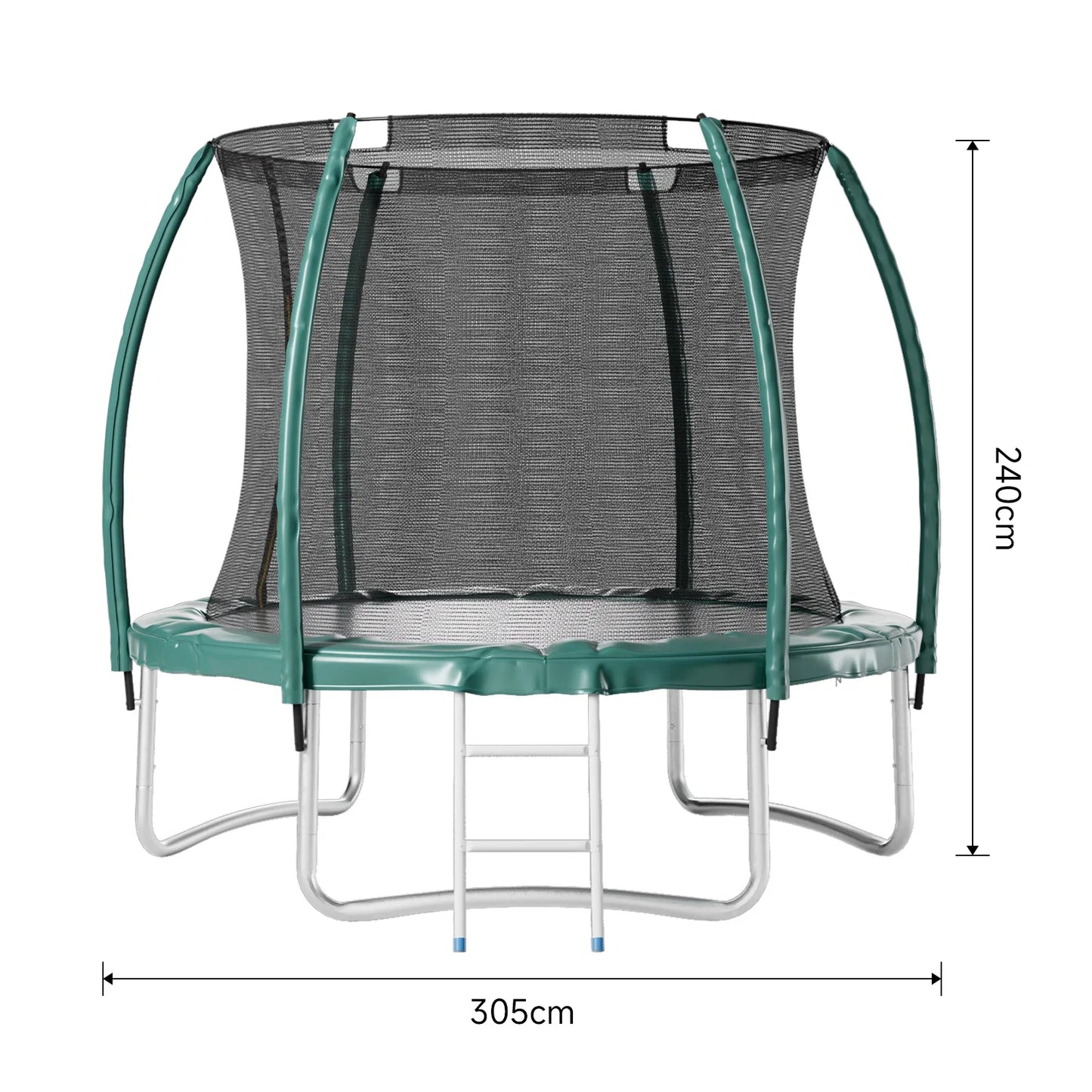 Voltsify 10FT Outdoor Enclosure Trampoline with Ladder, 305cm Dia x 240cm H