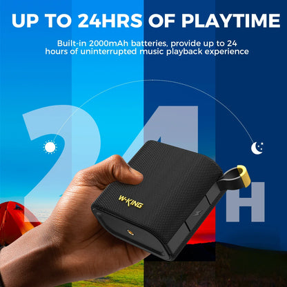 W-KING Portable Wireless Bluetooth Speaker, 6W Deep Bass Sound, IPX7 Waterproof, 10H Playtime, TWS/FM/TF/AUX, Handsfree Call