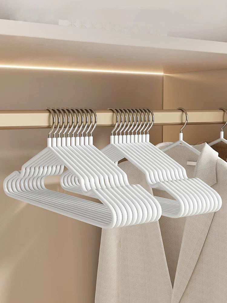 10pcs- Metal Traceless No-slip Clothes Hangers, Durable Strong Clothes Racks, Household Space Saver For Organization Of Bedroom,