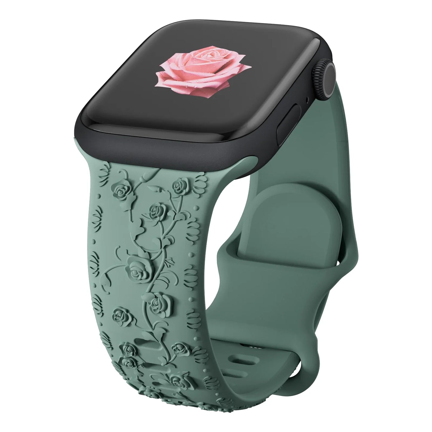 For Apple Watch Band 42mm 41mm 40 45mm 49mm 44mm Floral Engraved bracelet correa for iwatch series11 10 9 7 SE 6 8 Ultra 2 Strap
