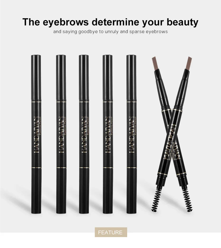 HANDAIYAN Eyebrow Pencil Automatic Rotating Double Head Long Lasting Natural Waterproof 5 Color Triangle Eyebrow Pen Make Up