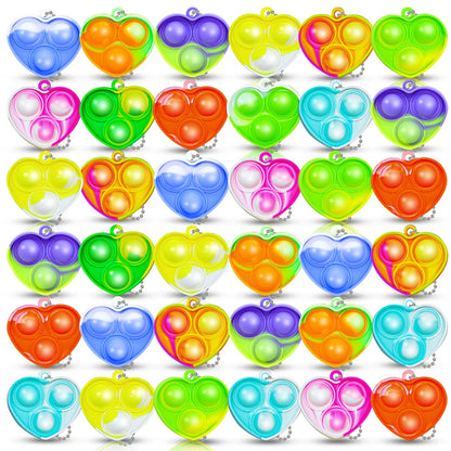 12/24 Pcs Mini with Key Chain Press Bubbles for Kids Adults Birthday Party Gifts Decoration Wedding Guest Gifts Carnival Prizes