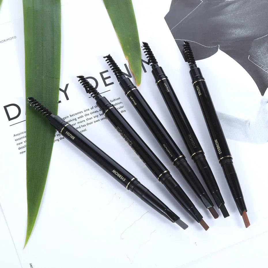 HANDAIYAN Eyebrow Pencil Automatic Rotating Double Head Long Lasting Natural Waterproof 5 Color Triangle Eyebrow Pen Make Up