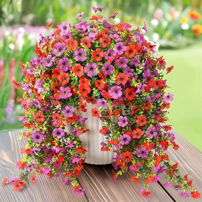 2/4pcs Artificial Flowers Simulated Eucalyptus Morning Glory Vines with Eucalyptus Leaves, for  Home Outdoor Garden Decoration