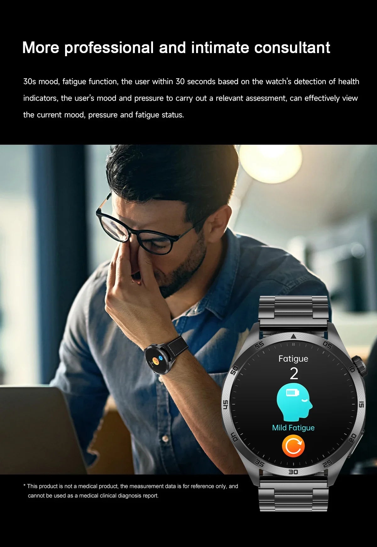 For iOS Android New Health Measurement SmartWatch Men Blood Oxygen Uric Acid ECG+PPG Body Blood Pressure HD Bluetooth Call Watch