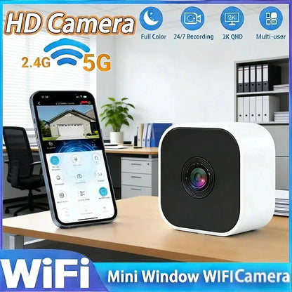 WiFi Window Camera 2.4/5GHz 3MP Full Color Night Vision Indoor Security Camera Replaces Outdoor Cam Through Window Surveillance