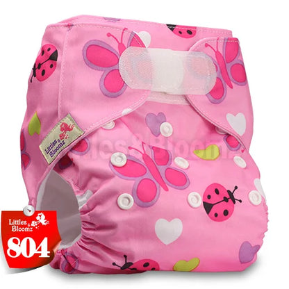 [Littles&Bloomz] Baby Washable Reusable Real Cloth STANDARD Hook-Loop Pocket Nappy Diaper Cover Wrap, suits Birth to Potty