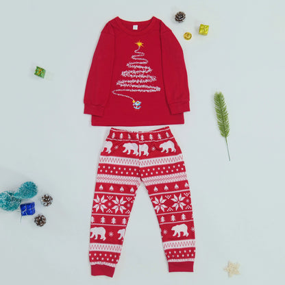 Christmas Look Pajamas Set Mom Dad Kids Dog Matching Pyjamas Cute Elf Print Sleepwear Soft Loose 2 Pieces Suit Xmas Wear Pijamas