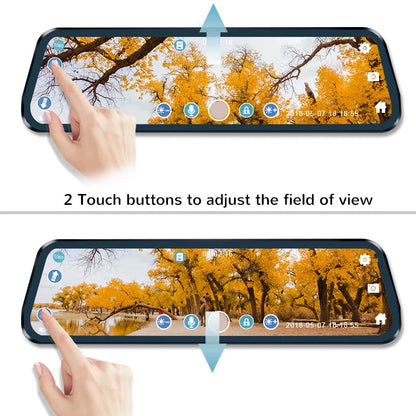 E-ACE 2.5K Mirror Camera For Car Touch Screen Video Recorder Rearview Mirror Dashcam 1440P GPS Wifi 24H Parking DVR Black Box