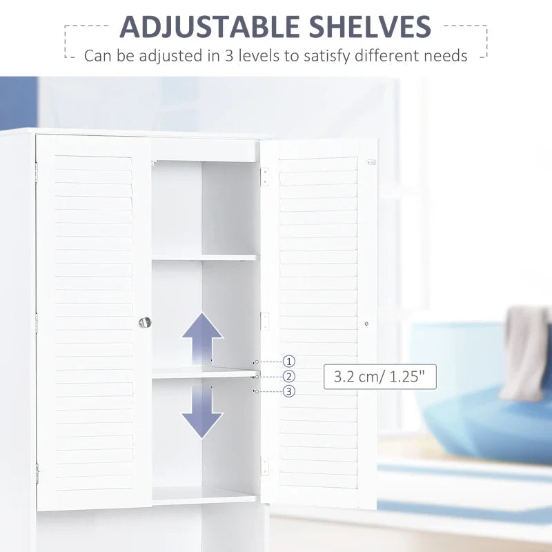 MDF Freestanding 6-Tier Bathroom Storage Cabinet White | UK