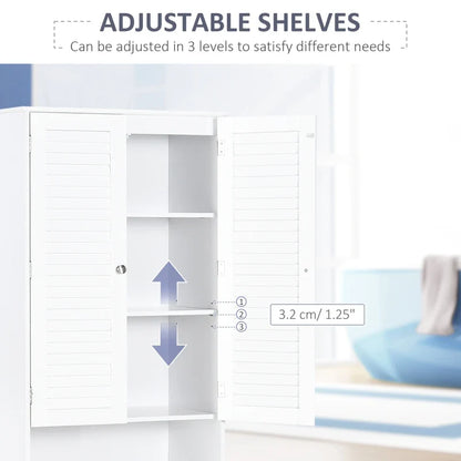 MDF Freestanding 6-Tier Bathroom Storage Cabinet White | UK
