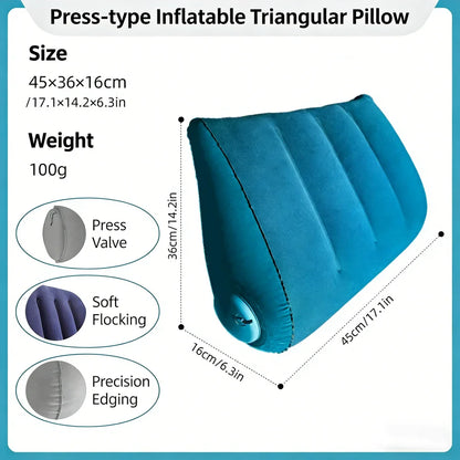 Triangular Travel Pillow Inflatable Office Neck Lumbar Support Pillow Thickened flocking Leg Rest Pillow for Air Travel