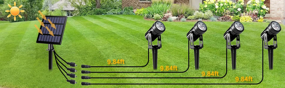 Solar Powered Spotlight IP65 Solar LED Light Outdoor Landscape Yard Garden Tree Separately Lamp Aluminum Anti Rust Solar Lamp