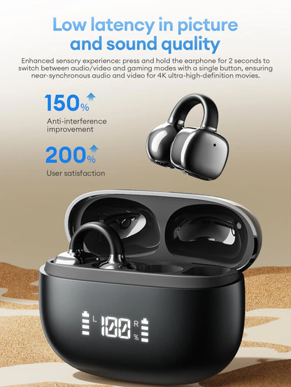 Lenovo Open Ear Wireless Earbuds Bluetooth 6.0 Comfort Clip On Gaming Sports Earphones LED Digital Power Display RS119 Pro