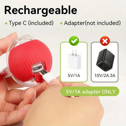 iLMH Cat Interactive Ball Toy Automatic Rolling Ball Faux Tail Rechargeable Smart Pet Electric Toy Pet Training Imitate Mouse