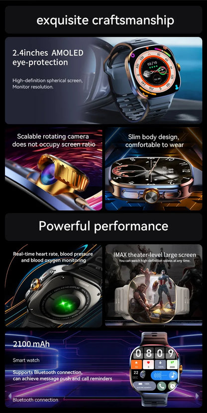 M99 Smartwatch 5G With 2.4inch Amoled Screen 900W Rotating Camera WIFI GPS Position Compass NFC Bluetooth Smart Watch Men Women