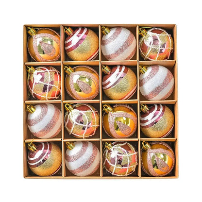 16PCs/Box 6cm Shiny Glitter Christmas Ball Ornaments Shatterproof Christmas Tree Hanging Ornaments Pendants Party Decorations