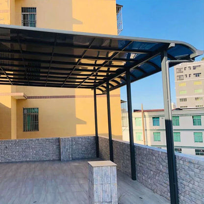 Waterproof Aluminum Outdoor Pergola with Curved Polycarbonate Top Easy Assembly Custom Size for Garden Backyard